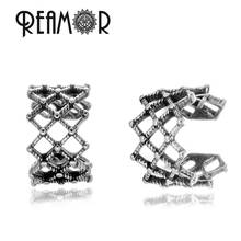 REAMOR Punk Men Women Hollow Grid Cuff Earrings Simple Cobweb Ear Bone Hoop Clip Stainless steel Fashion Jewelry 1Pair 2024 - buy cheap