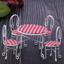 Hot sale 1:12 Dollhouse Miniature Iron Table Chair Set Simulation Furniture Decor Toy 2024 - buy cheap