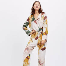 Spring Autumn Cotton Floral Printing Pajamas Women's Long Sleeve V-Neck Sexy Pijama Mujer Loungewear Home Sleep Wear Clothes Set 2024 - buy cheap
