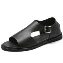 New Summer Men Sandals Leisure Beach Men Casual Shoes Genuine Leather Men's Sandals Buckle Mens Roman Sandals 2024 - buy cheap
