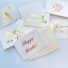 100 paquetes al por mayor, sobre de planchado de bronce blanco con tarjeta, MINI tarjetas, fiesta, boda, invitación de feliz cumpleaños, 8x6CM 2024 - compra barato