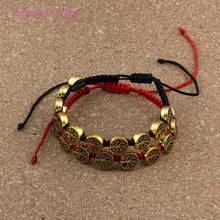 6Pcs/lots Antique Gold Tone Alloy Saint Benedict Medal ON Adjustable Red / Black Cord Wrist Bracelet B-81a 2024 - buy cheap