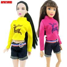 Conjunto de roupas + calças para barbie, 1 peça, boneca, traje para 1/6 bjd, roupas de bonecas, acessórios para casa de bonecas, melhores presentes 2024 - compre barato