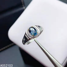 Кольцо с натуральным лондонским голубым топазом, регулируемое, из серебра 925 пробы 2024 - купить недорого