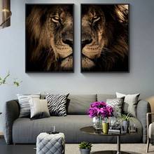 Imagens modulares africanas de leão cabeça de leão, pinturas de tela na parede, posteres e impressões, pinturas de leão, decoração de casa 2024 - compre barato