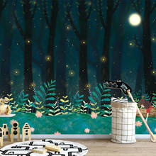 Custom 3D Wallpaper Hand Painted Cartoon Forest Firefly Photo Mural Children's Bedroom Background Wall Painting Papel De Parede 2024 - buy cheap