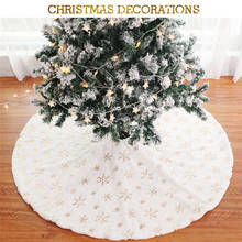 90cm/122cm White Soft Faux Rabbit Fur embroidered snowflake Christmas tree skirt Christmas New Year Home Decoration Tool U3 2024 - buy cheap
