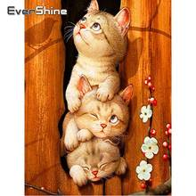 Evershine pintura diamante broca cheia gato ponto cruz diamante mosaico strass animais imagem diamante bordado presente venda 2024 - compre barato