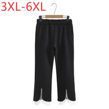 New 2021 Ladies Spring Summer Plus Size Cropped Pants For Women Large Slim Elastic Tassels Black Flared Trousers 3XL 4XL 5XL 6XL 2024 - buy cheap