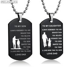 Men's Fashion Alloy Army  Dog Tag Black Pendant Necklace TO MY SON /DAUGHTER LOVE DAD Military Chain подвеска на шею chain kpop 2024 - купить недорого