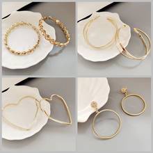Pulseiras femininas na moda, bracelete vintage de cristal coração geométrico com corte, novo conjunto de bracelete boho de liga de ouro 2020 2024 - compre barato