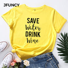 JFUNCY-Camiseta con estampado de letras para mujer, ropa de algodón de manga corta para mujer, camisetas para mujer, camisetas de talla grande S-5XL 2024 - compra barato