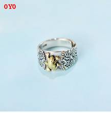 s925 sterling silver retro Thai silver carved totem opening lucky toad ring tide male ring 2024 - buy cheap