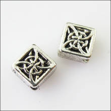 Fashion 30Pcs Tibetan Silver Color Chinese Knot Square Spacer Beads Charms 6mm 2024 - buy cheap