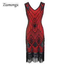 Ziamonga 1920s Gatsby Charleston Sequin Bead Fringe Flapper Dress Vestidos Robe Deep V-Neck Sleeveless Tiered Tassel Party Dress 2024 - buy cheap