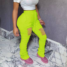 Женские брюки с рюшами, неоновые и зеленые пикантные размера плюс, 3XL, спортивные брюки с эластичным поясом, Джоггеры со шнурком, уличная одежда 2024 - купить недорого