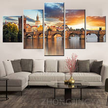 Canvas HD Prints Posters Home Decor Wall Art Painting 5 Panels City bridge Pictures For Living Room Framework 2024 - buy cheap