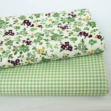 Tecido 100% algodão verde floral malha de sarja impressa roupa de bebê vestido diy costura artesanal patchwork desenho animado 2024 - compre barato