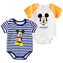 Pelele de verano para bebé recién nacido, mono con estampado de Mickey Mouse, pijama infantil, ropa de manga corta de algodón a rayas 2024 - compra barato