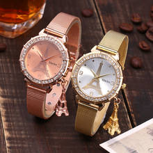 Clock Women's Watches Reloj Mujer Montre Femme Fashion Women Eiffel Tower Stainless Steel Quartz Wrist Watch Bayan Kol Saati 2024 - buy cheap