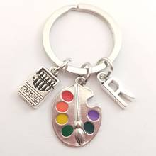 New painter tools-palette and paintbrush keychain charm letter A-Z pendant keychain ring DIY suitable for keychain 2024 - buy cheap