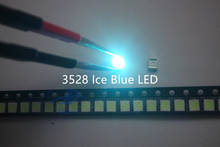 SMD LED 3528 azul claro 1000 unids/lote de cuentas de lámpara azul hielo 490-495nm 2024 - compra barato
