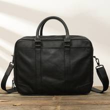 Новая мужская сумка, деловая кожаная сумка для ноутбука, сумка через плечо, Мужская мягкая черная кожаная сумка, мужской портфель из натуральной кожи 2024 - купить недорого