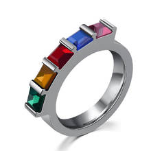 2020 Rainbow Crystal lgbt Ring Colorful ring for Real Love women Gay Pride Ring Lover Couple Rings for Man Boy Men Jewelry 2024 - buy cheap