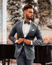 Tailor Made Grey Men's Suit 2 Pieces Men Suits Tuxedo for Wedding Business Blazer Costume Homme Party Suits (Jacket+Pants) 2024 - buy cheap