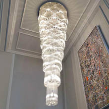 Long staircase crystal chandelier modern loft crystal lamp long chandelier simple luxury villa living room large chandelier 2024 - buy cheap