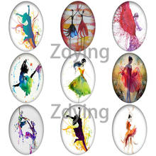 Zdying-Cuentas de cabuchones de cristal con forma ovalada de acuarela para mujer, abalorios hechos a mano, para bailar, para manualidades 2024 - compra barato