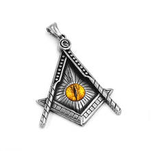 Freemasonry Compass Masonic Pendant Stainless Steel All Seeing Eye Illuminati Pyramid Yellow Eye Biker Men Pendant SWP0547A 2024 - buy cheap