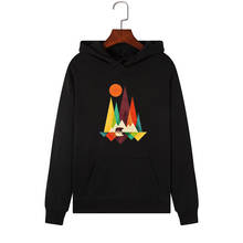 Moda montanha sol impressão hoodies feminino hoodie pulôver manga longa roupas quentes com capuz moletom inverno casaco feminino casual topo 2024 - compre barato