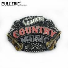 Cinturón de música Bullzine Country, hebilla de música con acabado Peltre FP-02208, adecuado para encaje en el cinturón de 4cm de ancho 2024 - compra barato