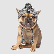 Зимняя теплая трикотажная ветрозащитная шапка для домашних животных, шапка для чихуахуа, французского бульдога, аксессуары для собак маленького и среднего размера 2024 - купить недорого