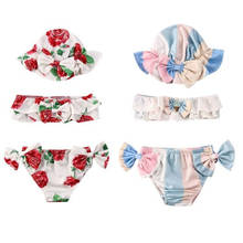 Bañador rayado para niñas pequeñas, traje de baño de 0 a 24M con lazo, Tankini Floral, conjunto de Bikini, 3 uds. 2024 - compra barato