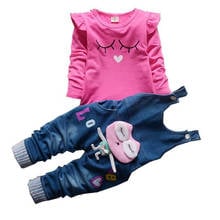 New Spring Autumn Children Clothes Baby Girl Cartoon T Shirt Jeans Pants 2Pcs/sets Kids Infant Clothing Toddler Casual Tracksuit 2024 - buy cheap
