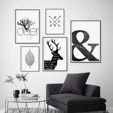 Nordic Abstract Canvas Paintings Scandinavia Deer Love Symbol Wall Art Pictures Poster Print Gallery for Living Room Home Decor 2024 - buy cheap