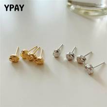 YPAY 100% Genuine 925 Sterling Silver Stud Earrings for Women Girls Irregular Volcanic Lava Earring Fine Party Jewelry YME747 2024 - buy cheap