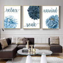 Blue Flower Plant Nordic Canvas Art Painting Modern Posters and Prints Wall Art for Nordic Living Room Fresh Decor Pictures 2024 - купить недорого