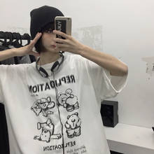 Women's T-shirts Tops Japanese Kawaii Ladies Ulzzang Retro Ins Bear Print Loose Tshirt Female Korean Harajuku Clothes For Women 2024 - buy cheap