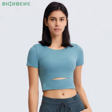 SHINBENE ARDOR Slim Fit Buttery Soft Workout Gym Crop Tops T-Shirt Women Naked Feel Padded Running Fitness Short Sleeved Shirts 2024 - buy cheap