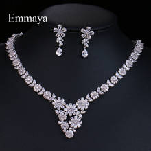 EMMAYA-Conjunto de joyería elegante de circonita cúbica AAA, con flor vívida, collares plateados, pendientes, regalo de cristal, novedad 2024 - compra barato