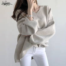 2020 Autumn Winter Plus Size Knitted Sweater Women Loose V-neck Pullover Women Sweater Casual Vintage White Sweater Jumper 11124 2024 - buy cheap