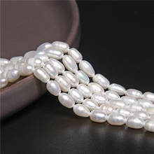 Natural White Color 5mm Freshwater Pearl Rice Shape Beads For Women Jewelry Making DIY Bracelet Necklace Earrings 14'' Strand 2024 - buy cheap