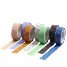 7 Uds. De cinta adhesiva Vintage de color puro con patrón de cuadrícula, Washi Tape azul y morado de 15mm, pegatinas decorativas para álbum de recortes A6939 2024 - compra barato