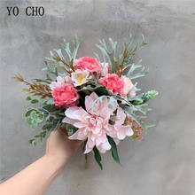 YO CHO Artificial Flower Wedding Bouquet Bride Silk Rose Peony Fake Daisy Pompon Dahlia Forest Style Wedding Bouquet Home Decor 2024 - buy cheap