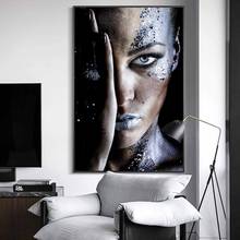 African Black Woman Canvas Paintings On the Wall Art Posters And Prints Makeup Woman Art Cover Face Wall Pictures Home Decor 2024 - buy cheap