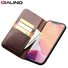 QIALINO Luxury Genuine Leather Holder Cover for Apple for iPhone 12 mini Card Slot Flip Fashion Case for iPhone 12 Pro Max 2024 - buy cheap