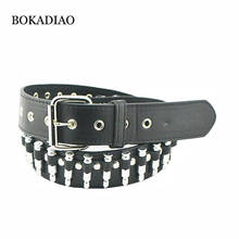 BOKADIAO-Cinturón de cuero Punk para hombre y mujer, cinturón con remache de balas, para motocicleta, de lujo, para Vaqueros, de alta calidad 2024 - compra barato